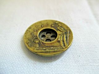 Rare William H Harrison Campaign Brass Button 1840 Sherman Bronson Waterbury CT 2