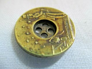 Rare William H Harrison Campaign Brass Button 1840 Sherman Bronson Waterbury CT 3