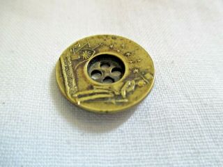 Rare William H Harrison Campaign Brass Button 1840 Sherman Bronson Waterbury CT 5