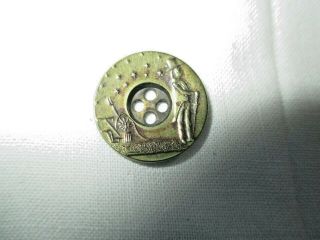 Rare William H Harrison Campaign Brass Button 1840 Sherman Bronson Waterbury CT 9