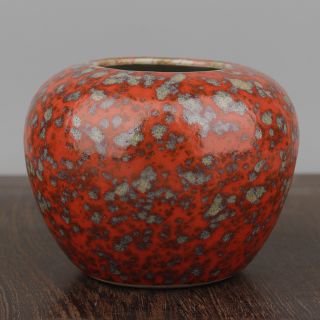 China Antique Porcelain Qing Qianlong Fambe Red Apple Shape Brush Washer