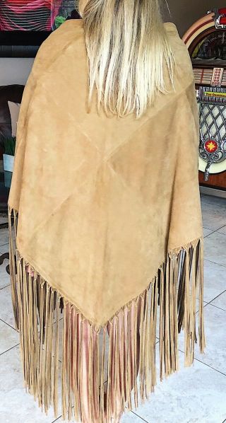 Authentic Rare Vintage HermÈs Suede Cappuccino Shawl With Fringe