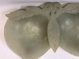 Antique Asian Chinese Carved Green Jade/ Soapstone Double Peach Dish 4