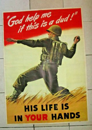 1942 Us Army Ordnance Poster,  " God Help Me If This Is A Dud "