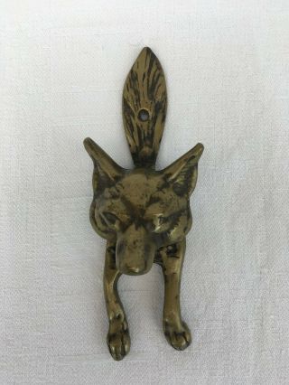 Vintage Brass Fox Head Door Knocker With Tail & Front Paws L16,  5 Cm