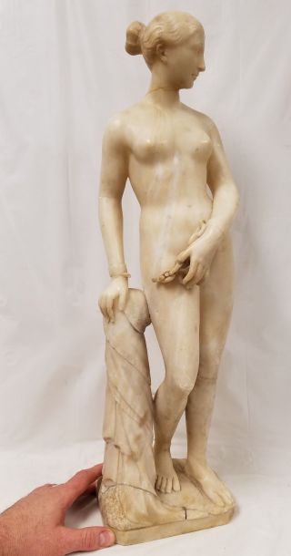 Antique Marble / Alabaster Sculpture Greek Slave Woman After Hiram Powers