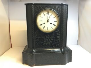 Japy Freres Black Wood Striking Mantel Clock Retailed By Oppenhiem A Paris 19thc
