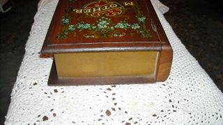 Antique Victorian Wood Mother Bible Box Trinket Keepsake Box.  Latch w/ Hinged Lid 3