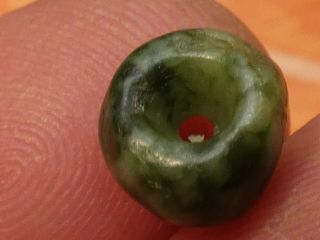 Ancient Pre - Columbian Mesoamerican Green Jadeite Bead 10.  4 By 6.  8 Top Quality