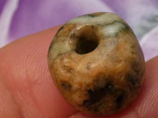 ANCIENT PRE - COLUMBIAN - MESOAMER.  MAYAN JADE BELIZE BEAD 15.  4 BY 13.  1 MM HEIRLOOM 2