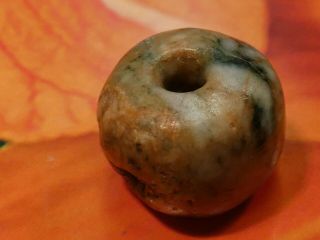 ANCIENT PRE - COLUMBIAN - MESOAMER.  MAYAN JADE BELIZE BEAD 15.  4 BY 13.  1 MM HEIRLOOM 3