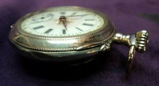 Serviced 1890s Swiss Fancy Dial Cylinder 43mm 8 Size.  800 Silver Pocket Watch 2