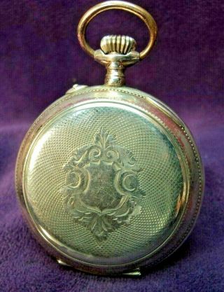 Serviced 1890s Swiss Fancy Dial Cylinder 43mm 8 Size.  800 Silver Pocket Watch 4