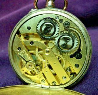 Serviced 1890s Swiss Fancy Dial Cylinder 43mm 8 Size.  800 Silver Pocket Watch 6