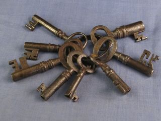 Eight X8 Antique Georgian Steel Keys Door Gate Church Locks Primitive