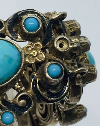 Antique Victorian Austro Hungarian Sterling Silver Blue Turquoise Bracelet 3