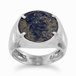 Hammered Sterling Silver Ancient Roman Coin Ring Late Era 300 - 400ce Bronze W/coa