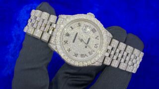 Rolex Datejust Mens Steel 36mm Watch 11 Carat Diamonds Iced Out Watch Best Deal