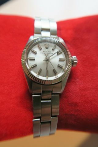 Rolex Ladies Oyster Perpetual 6619 Stainless Steel And White Rolesor