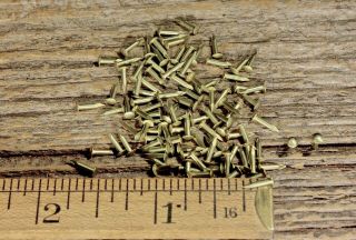 Brass Brads Sampler 1/4,  3/8,  1/2,  5/8” Nails 200 Total Pins Escutcheon 18 Gauge