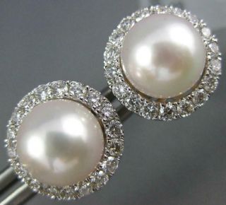 Estate.  64ct Diamond & Aaa South Sea Pearl 18kt White Gold 3d Earrings & Jackets