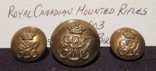 Royal Canadian Mounted Rifles Pre - Wwi Trio Of Smith Wright Brass Uniform Buttons