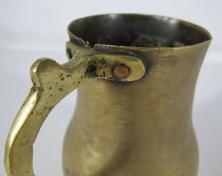 Antique 18th C Brass Copper Tankard Handle Rivets Canadian French Fur Trader yqz 7