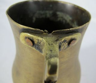 Antique 18th C Brass Copper Tankard Handle Rivets Canadian French Fur Trader yqz 8