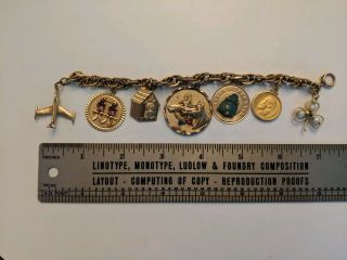 Vintage Estate GOLD Charm Bracelet w/ 7 GOLD charms (misc stones/gems) 50,  grams 12