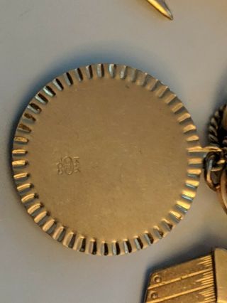Vintage Estate GOLD Charm Bracelet w/ 7 GOLD charms (misc stones/gems) 50,  grams 4