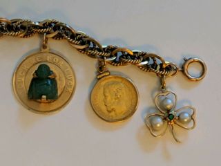 Vintage Estate GOLD Charm Bracelet w/ 7 GOLD charms (misc stones/gems) 50,  grams 7