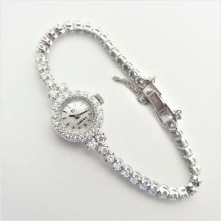 Omega Ladies Watch Vintage 14k Solid Gold 58 Diamond Tennis Bracelet