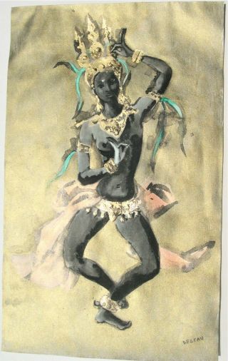 Cambodian Ancient Khmer Angkor Dancer,  Andre Delfau French/american Artist