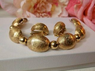 Vtg Krementz 14k Solid Gold Exquisite Basket Weave Design Bracelet Earring Set