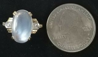 Antique Art Deco 14k Gold Moonstone Diamond Ring - Art Deco Jewelry - FF Felger 5