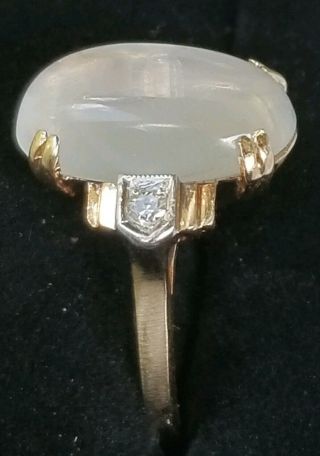 Antique Art Deco 14k Gold Moonstone Diamond Ring - Art Deco Jewelry - FF Felger 6