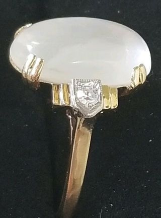 Antique Art Deco 14k Gold Moonstone Diamond Ring - Art Deco Jewelry - FF Felger 7