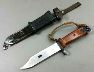 Authentic Vintage Military Knife 6h4 6x4,  Leather Scabbard Polish Army Type Ii