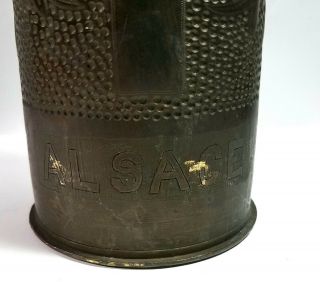 Antique WWI TRENCH ART Vase 75mm Artillery Shell Casing ALSACE France 14 