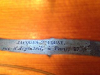 Antique Jacques Bocquay Violin Crafted in Paris,  France 1720 11