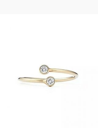 Auth Tiffany & Co 18K Gold Diamond Hoop Ring Sz 8 Elsa Peretti.  10 Carat 5
