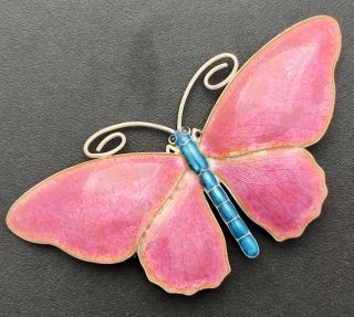 Large Marius Hammer Silver And Enamel Butterfly Brooch C1910 3.  25 " (8cm)