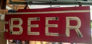 RARE ANTIQUE / VINTAGE BAR PUB NEON BEER SIGN PATINA DOUBLE SIDED 2