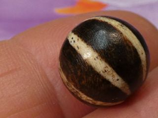 ANCIENT PUMTEK PYU BEAD  6 STRIPE SUN RAY  RARE 13.  8 MM DEEP SMOOTH PATINA 2