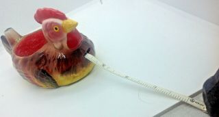vintage ceramic Japan pin cushion and tape measure Chicken Enesco sewing 3