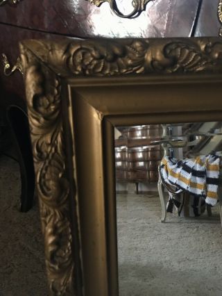 Antique Victorian Wood and Gesso Gold Gilt Wall Mirror Double Frame 2