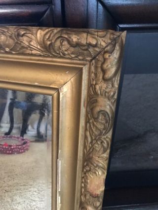 Antique Victorian Wood and Gesso Gold Gilt Wall Mirror Double Frame 6