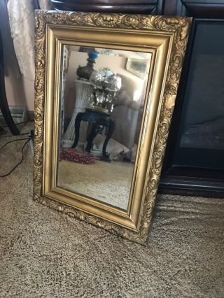 Antique Victorian Wood and Gesso Gold Gilt Wall Mirror Double Frame 7