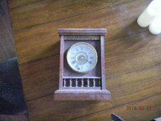 Vintage Antique Haven Clock Co.  Wood Mantle Shelf Clock Needs Work
