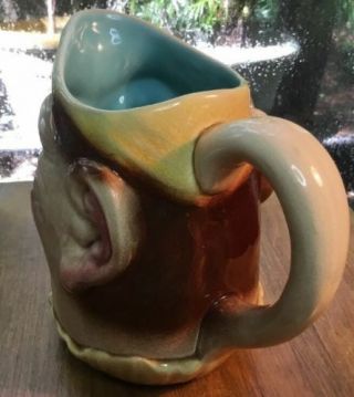 Antique Large French Majolica Toby Pitcher by Sarreguemines c.  1890,  3258 5